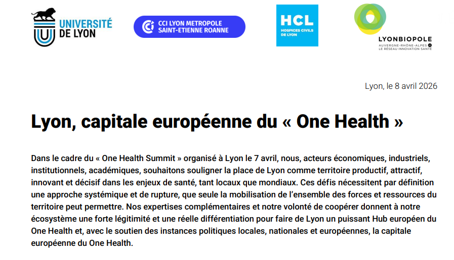 Lyon is establishing itself as the European capital of ONE HEALTH